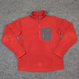 First Ascent Eddie Bauer Mens Small Red Fleece Quarter Zip Pullover Jacket